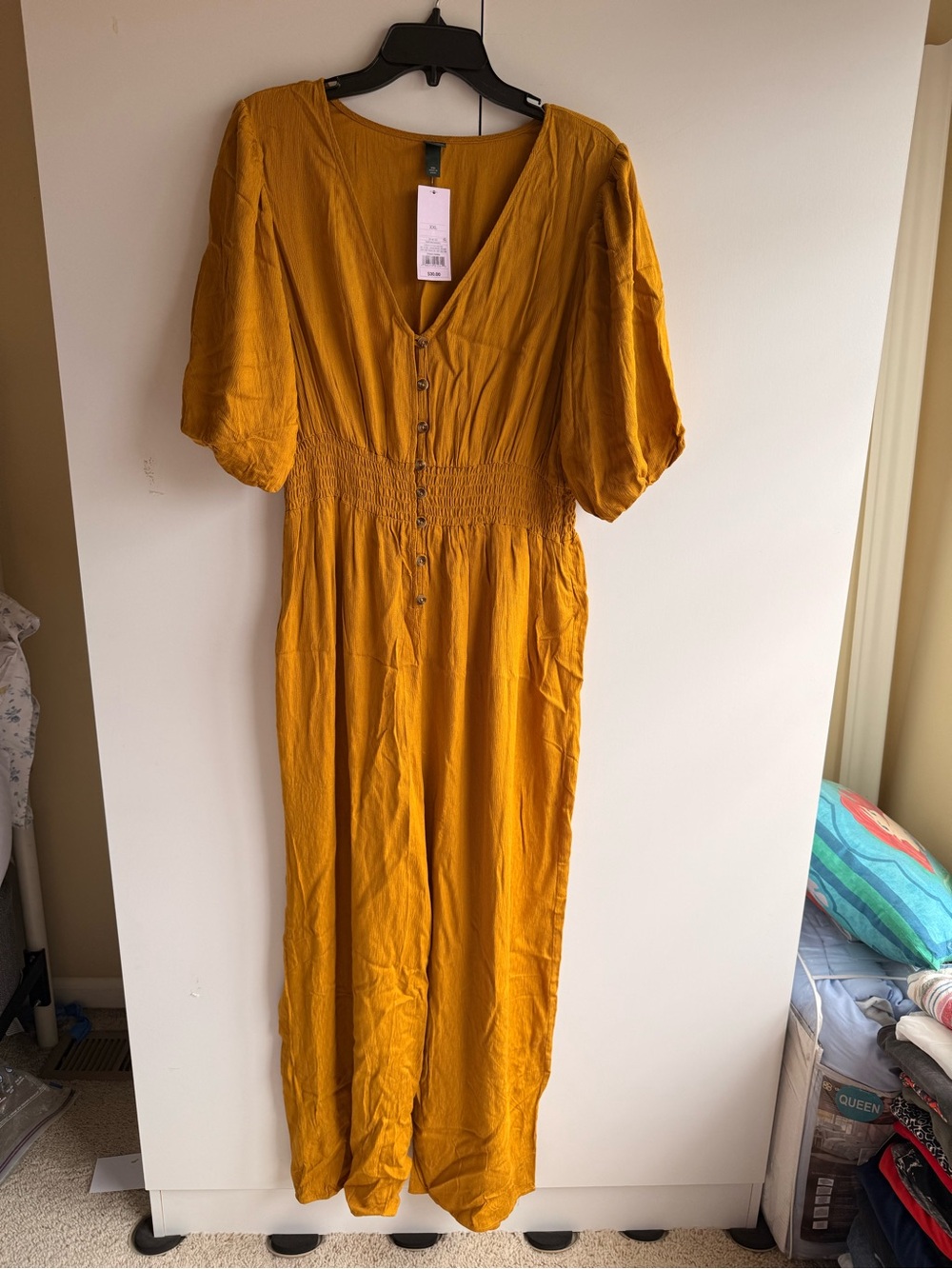 wild fable Mustard Button-Front Jumpsuit